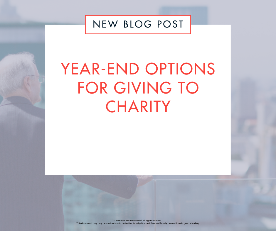 Year-End Options for Giving to Charity